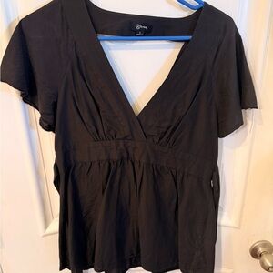 Guess Black V-Neck Blouse